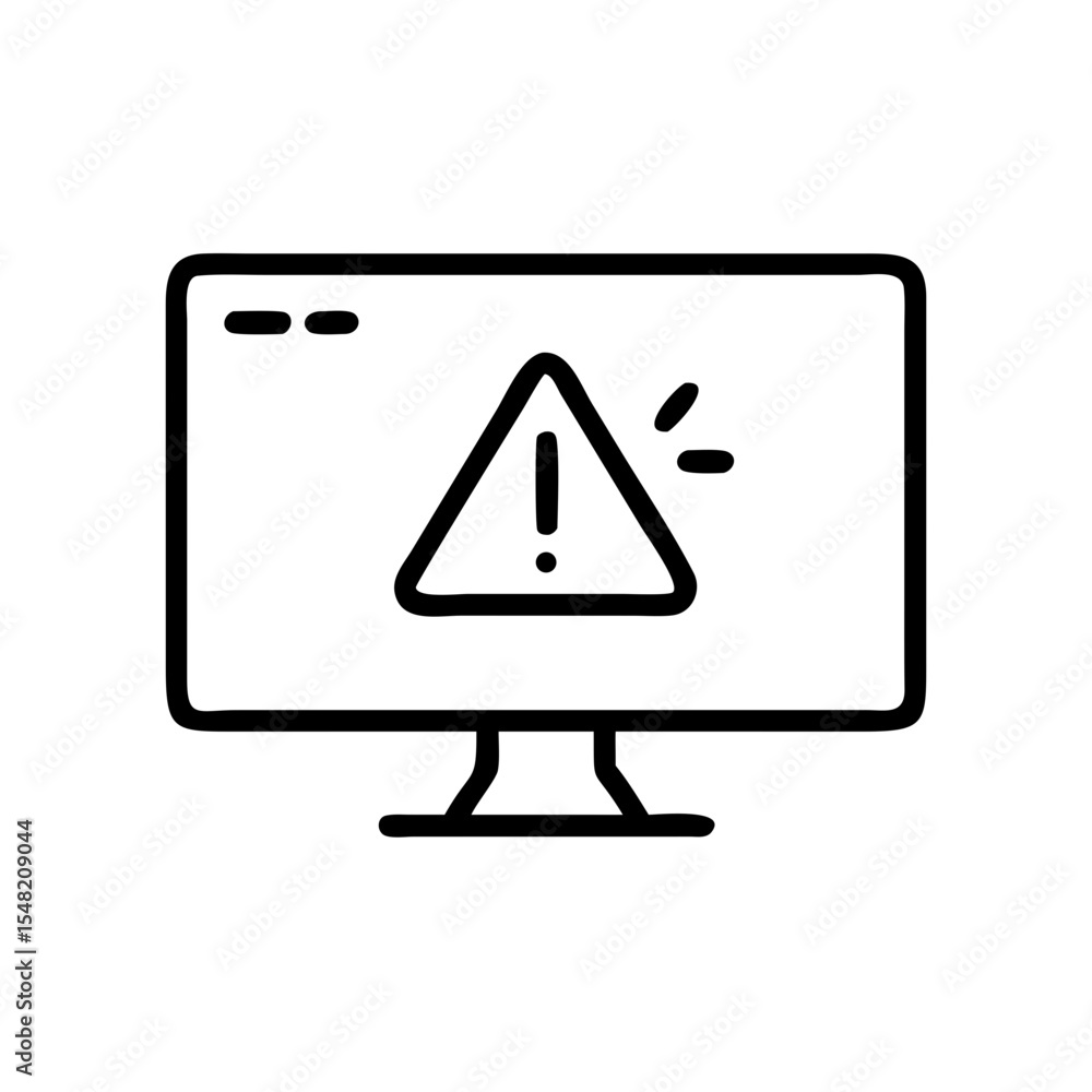 computer screen with warning symbol on transparent background for web and graphic design computer screen with warning symbol on transparent background for web and graphic design