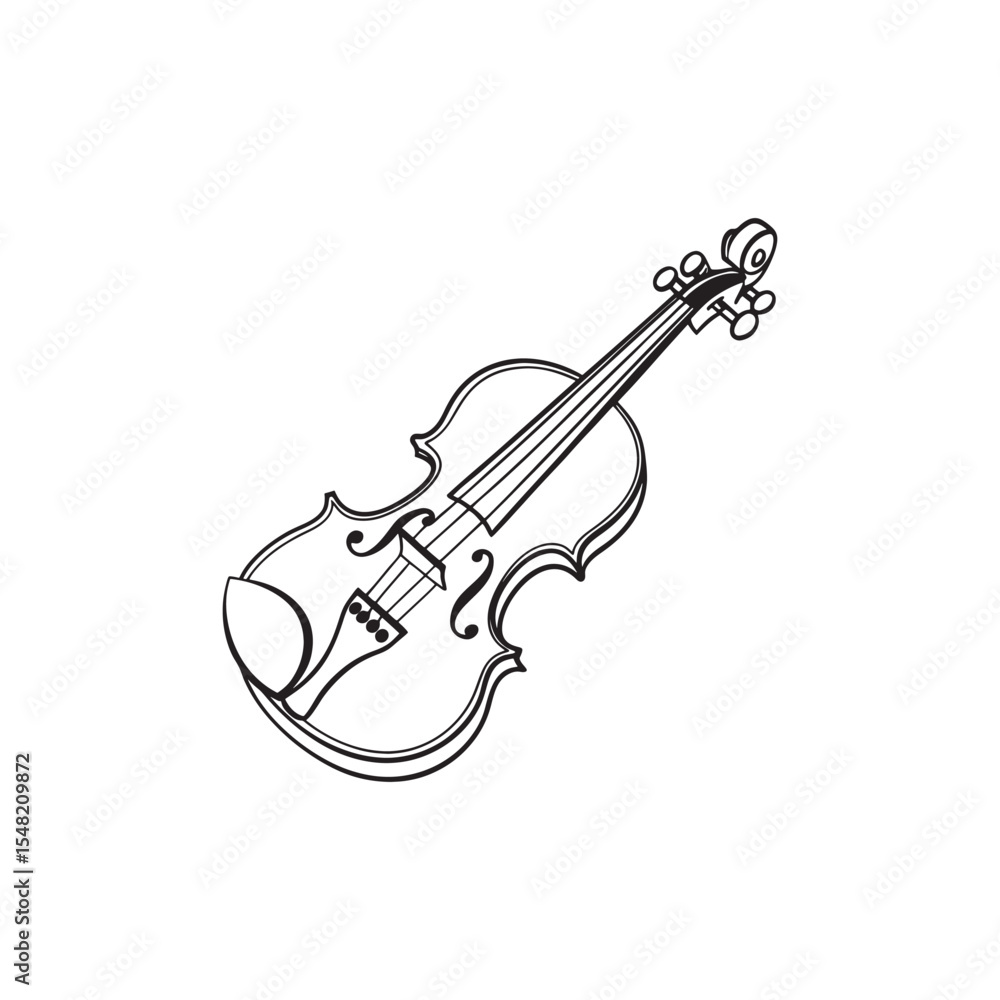 Naklejka premium Outline-silhouette-of-violin--classical-musical element 