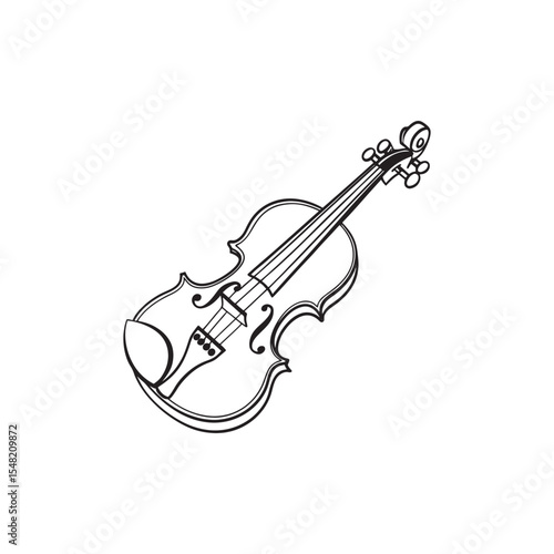 Outline-silhouette-of-violin--classical-musical element 