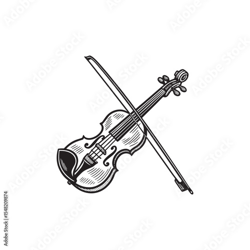 Outline-silhouette-of-violin--classical-musical element 2