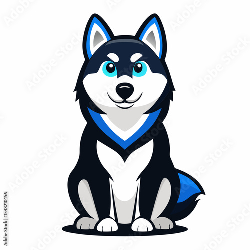 Cute cartoon husky dog illustration
