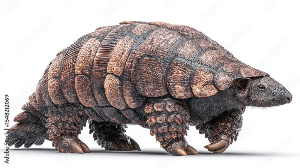 Fototapeta premium A large, armored mammal walks confidently