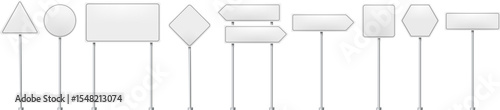 Realistic road traffic sign template set