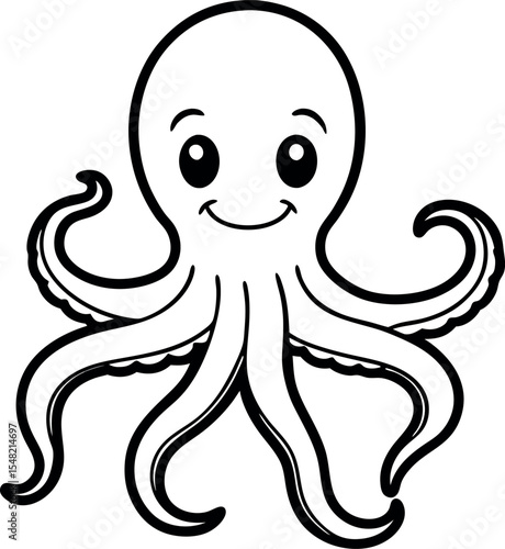 Octopus outline icon on white background 