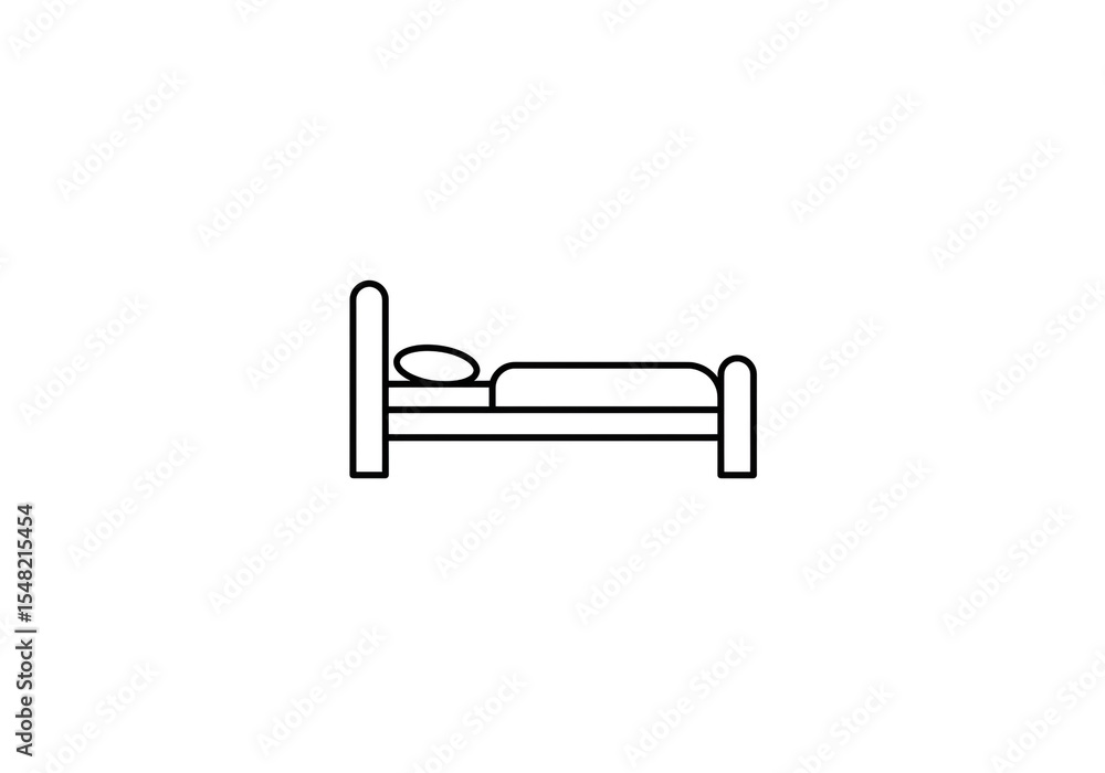 Minimalist Bed Icon – Line Art Style for UI and Graphic Design Minimalist Bed Icon – Line Art Style for UI and Graphic Design