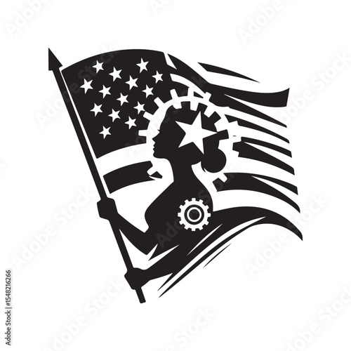 patriotic vector silhouette clip art logo design illustration. Independence day abstract graphic idea collection