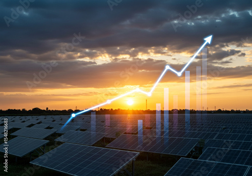 Solar energy growth sunset graph