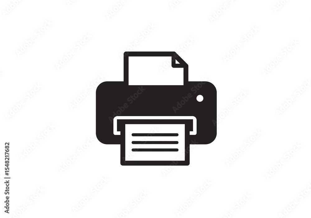 Minimalist Printer Icon – Monochrome Illustration of Office Printing Device Minimalist Printer Icon – Monochrome Illustration of Office Printing Device