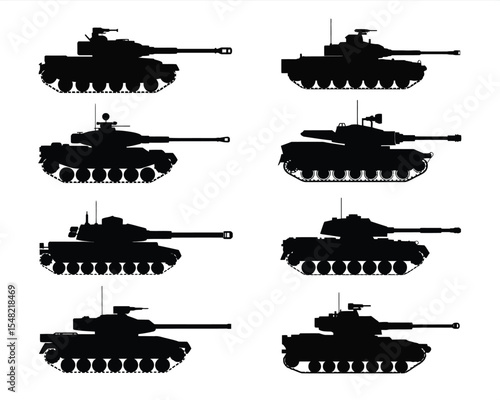 Armored Might: Silhouette of combat vehicles in a dynamic formation, each representing a force of power and resilience.
