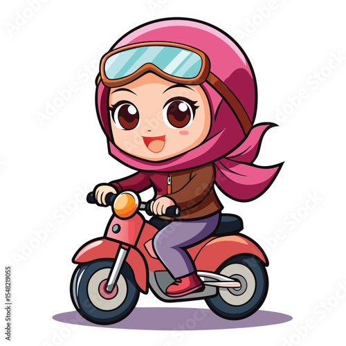 Cute girl riding a scooter