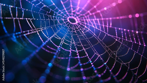 Morning Dew on Spiderweb with Insects and Water Drops in Nature