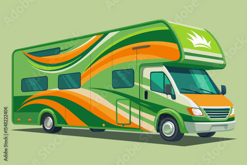 Colorful Cartoon Camper Van with Vibrant Design