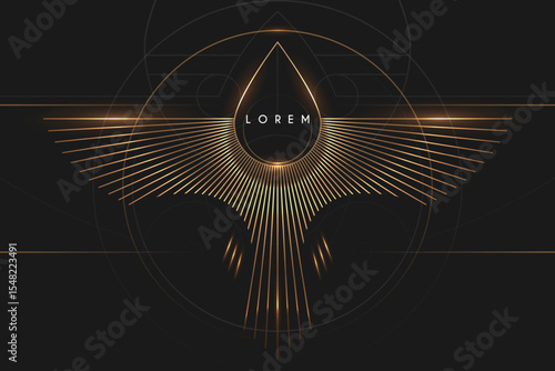 Golden bird wings in lines