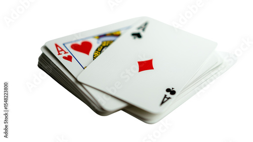 Three aces from a standard playing card deck isolated on a transparent background
