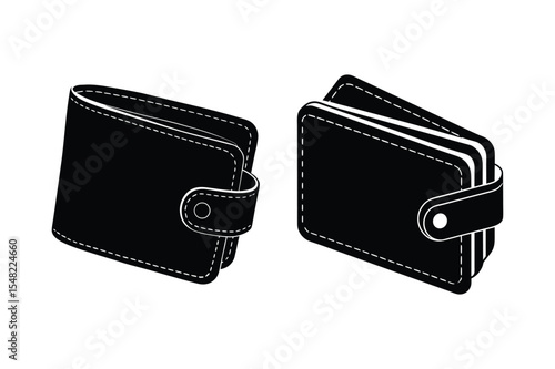 A set of wallet silhouette vector art illustration