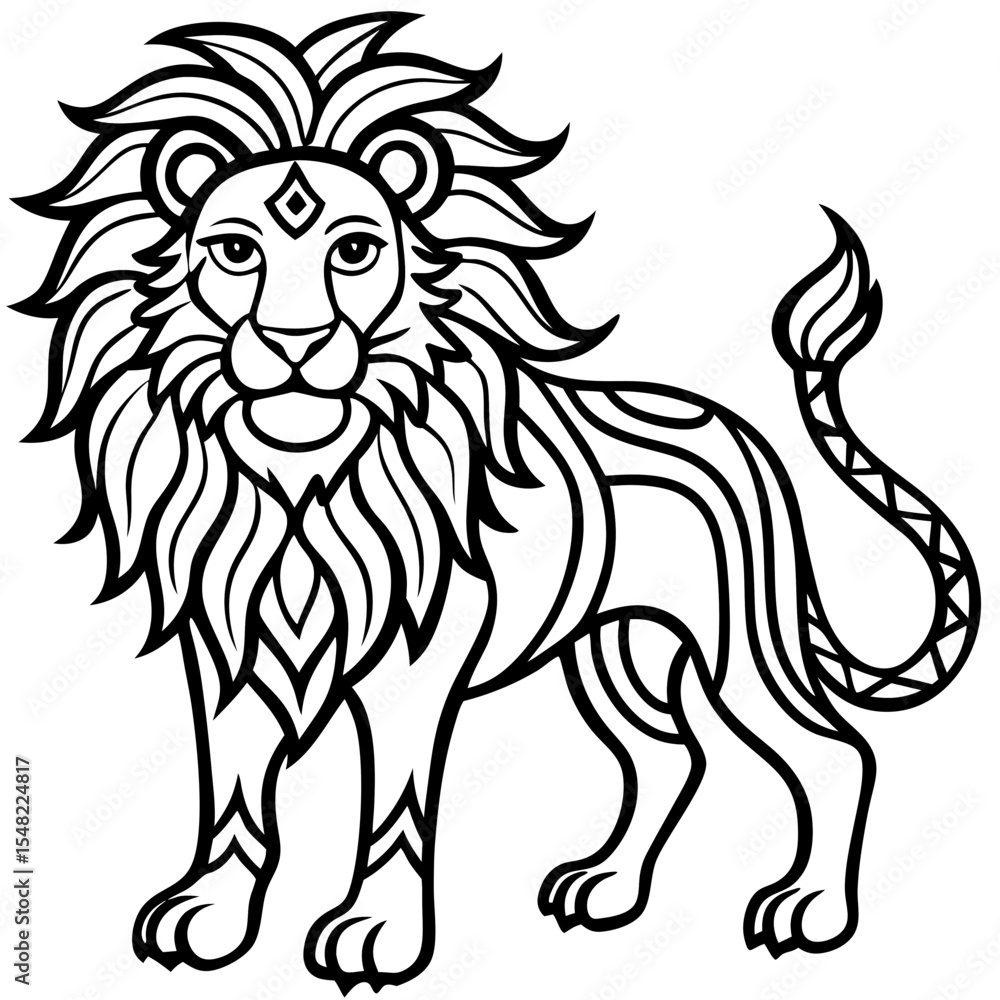 Obraz premium mandala lion coloring pages