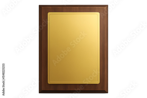 Golden Plate Award on Wooden Plaque Base Isolated Transparent PNG