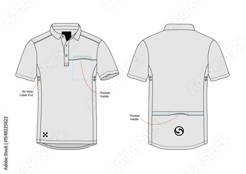 TECHNICAL POLO SHIRT ACTIVE WEAR BACK POCKET