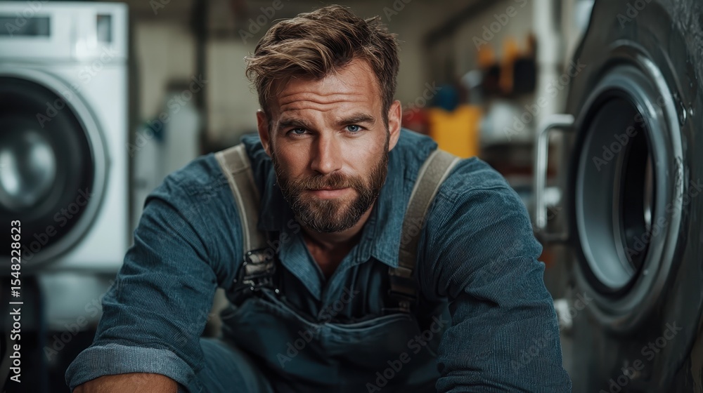 A ruggedly handsome man in a laundromat setting portrays strength and authenticity, characterized by his focus and determination amidst everyday tasks in a relatable environment. A ruggedly handsome man in a laundromat setting portrays strength and authenticity, characterized by his focus and determination amidst everyday tasks in a relatable environment.