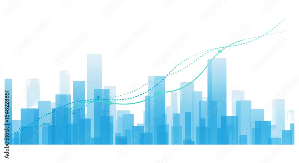 Obraz premium Abstract cityscape growth chart isolated on white background