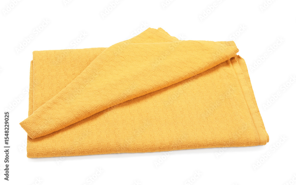 One yellow beach towel isolated on white One yellow beach towel isolated on white