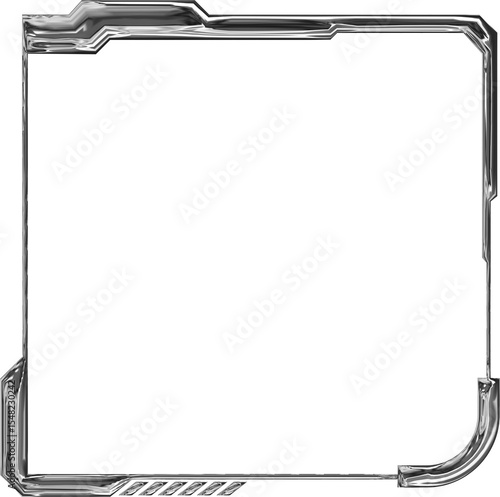 Marco metallico. Metal liquido. 3d chrome metal organic fluid shapes and stars. Abstract liquid mercury metallic icon. 3d rendering aluminum gradient shape design. Diseño de formas abstractas. PNG