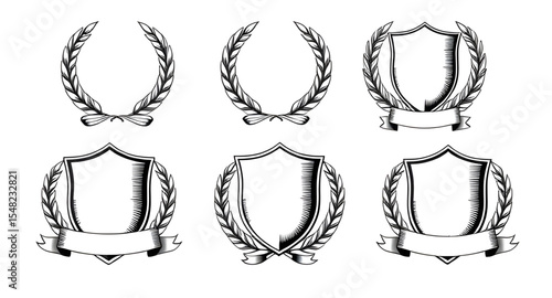 laurel wreath shield, crest design, emblem icon, champion symbol, royal shield, classic emblem, protection badge, victory wreath, heraldic emblem, noble symbol, security badge, fame emblem, triumph wr