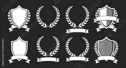 shield laurel wreath, badge emblem, victory symbol, award icon, champion badge, heraldic shield, wreath icon, premium emblem, noble crest, security shield, protection symbol, victory award, royal badg