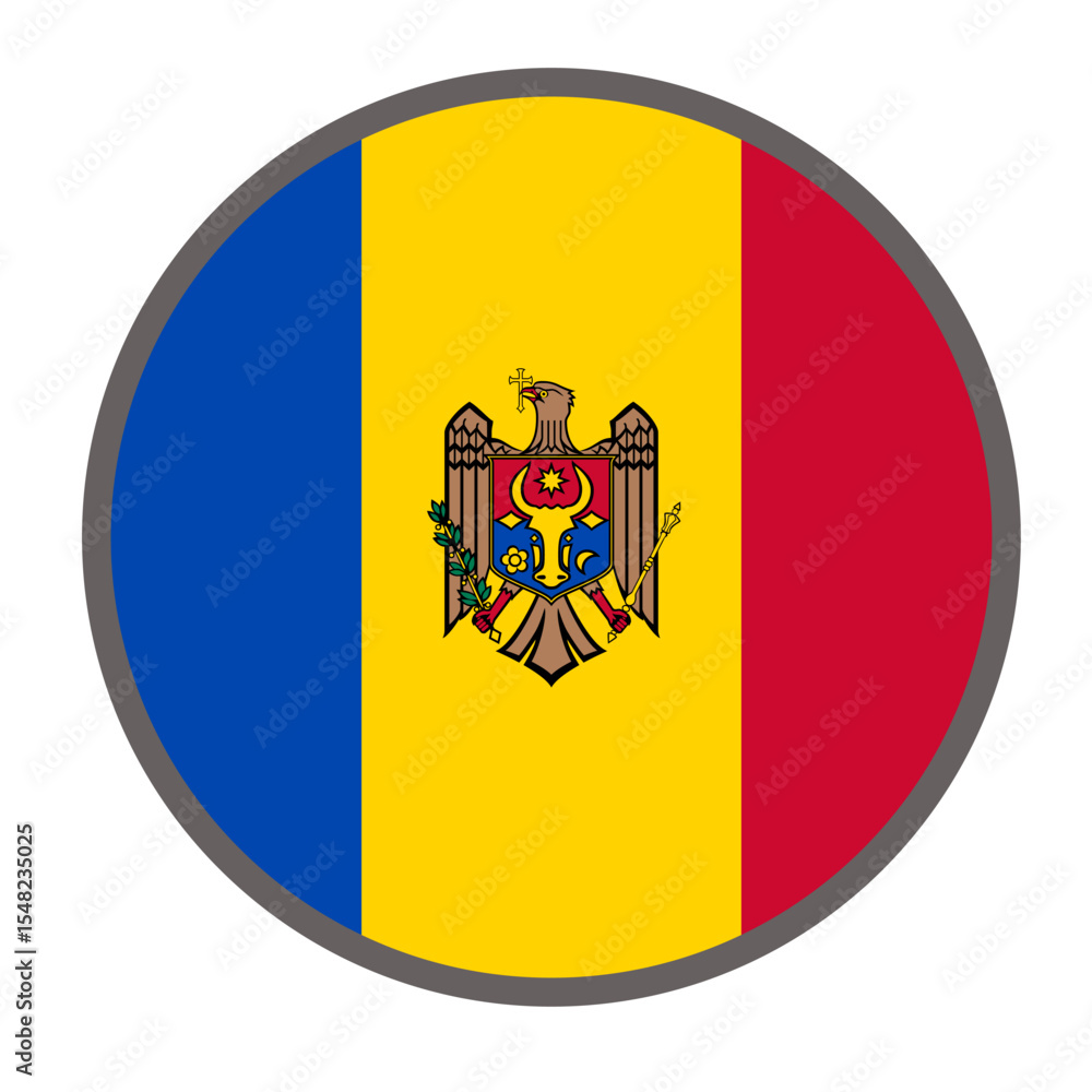 Obraz premium round flag of Moldova on white background vector Vector round flag