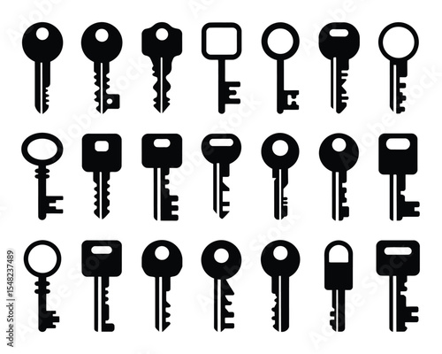 Key to Unlock: A collection of monochrome keys, symbolizing security, access, and potential in a clean and precise arrangement, suggesting new opportunities and concealed insights.