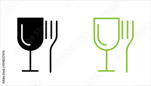 Food Safe sign vector illustration, Food emblem on the packaging. Food safe symbol, International sign contact materials in the EU, food sign isolated, drink and foodclipart, Meals icon. Safety sign.
