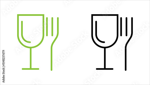 Food Safe sign vector illustration, Food emblem on the packaging. Food safe symbol, International sign contact materials in the EU, food sign isolated, drink and foodclipart, Meals icon. Safety sign.
