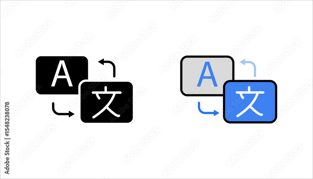 Fototapeta premium Language translation sign icon set. Dictionary. For mobile app. Vector EPS 10. Isolated on white background 