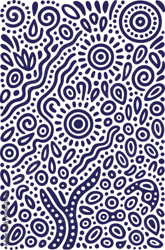 Abstract aboriginal dot pattern in black and white style