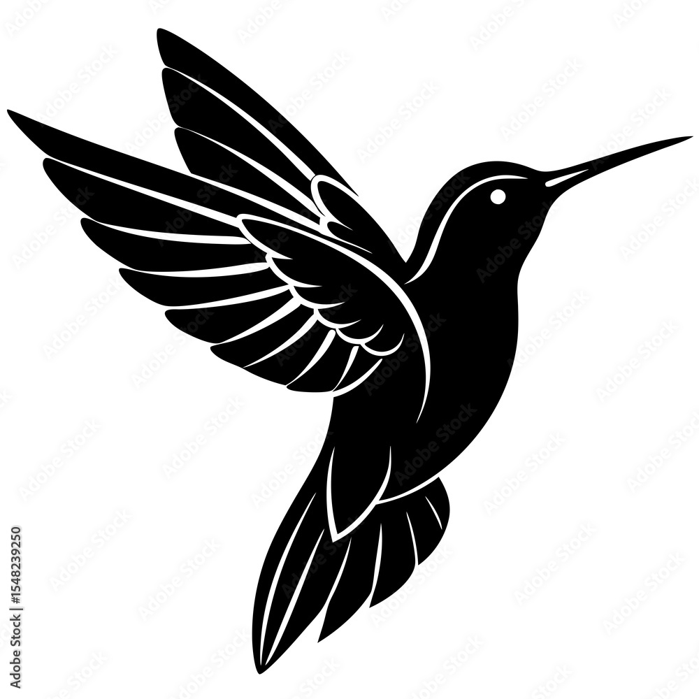 Obraz premium A hummingbird silhouette is isolated on white background