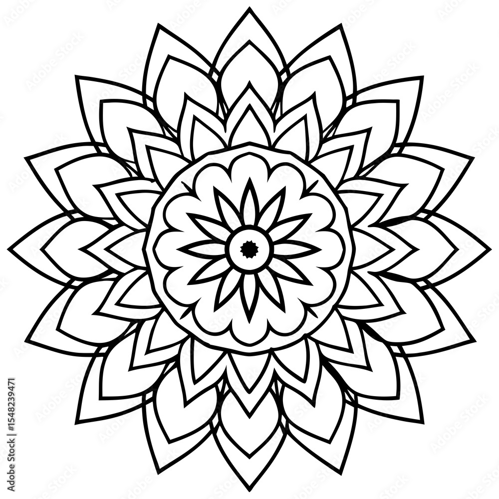 Naklejka premium Isolated black and white mandala design on white background