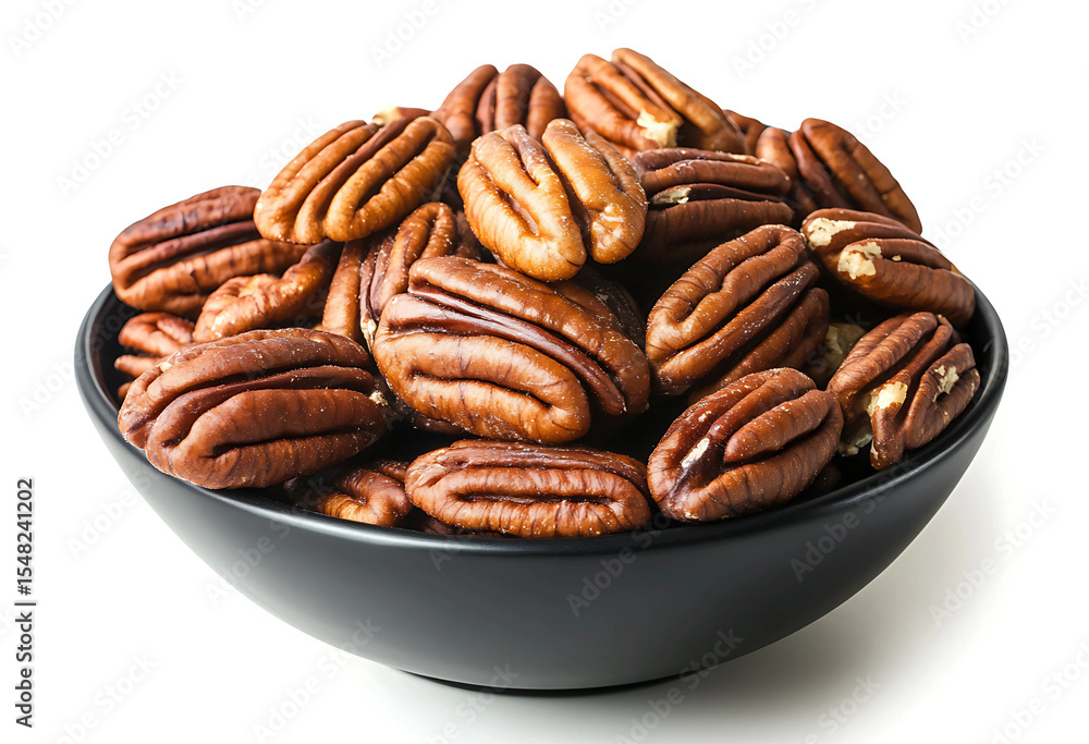Bowl of pecan nuts isolated on white background Bowl of pecan nuts isolated on white background