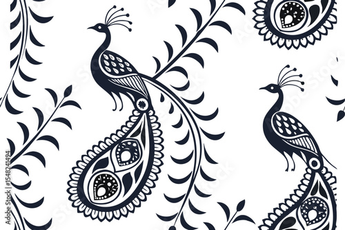 Seamless Floral Pattern with Vibrant Blossoms and Delicate Leaves for Elegant Textile and Wallpaper Designs	
