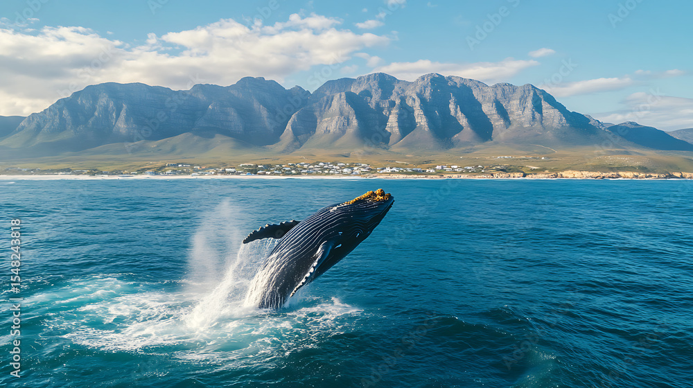 Fototapeta premium The Hermanus Whale Festival at peak season is a cinematic spectacle of nature and human celebration.