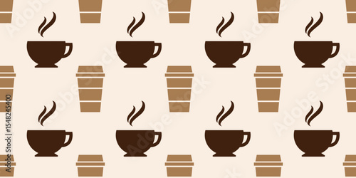 seamless pattern coffee cup for background, wall decoration, fabric motif, texture, wallpaper, gift wrapping