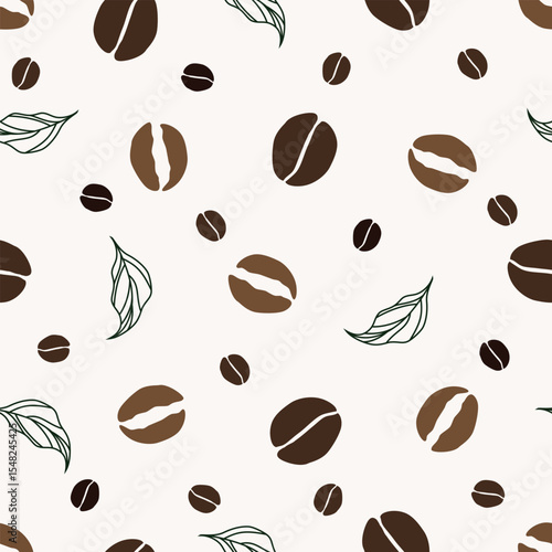 Seamless coffee bean pattern for coffee shop backgrounds, cafe decorations, dining venues and culinary events. for a coffee-themed greeting card. for coffee-themed fabric motifs