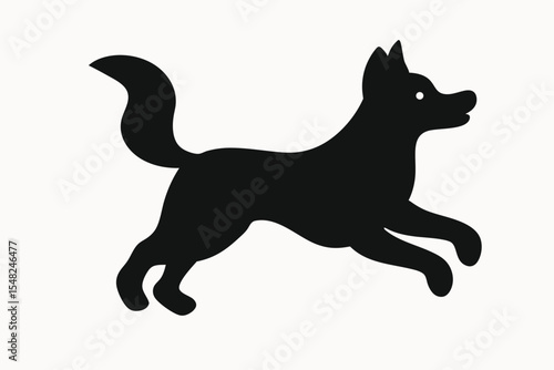 Running Dog Silhouette Vector Illustration of a Canine in Motion