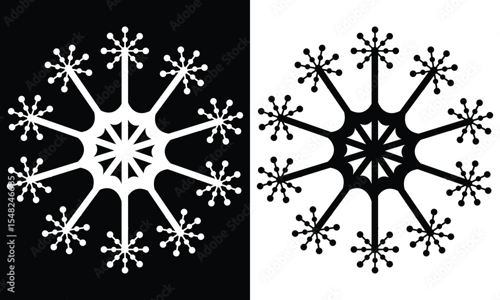 Fototapeta premium Set of snow lines icon. Christmas snowflake icons isolated. Snowflake simple black line icons. Vector snow black color. Set of snowflake silhouette. Editable vector isolated on a white background.