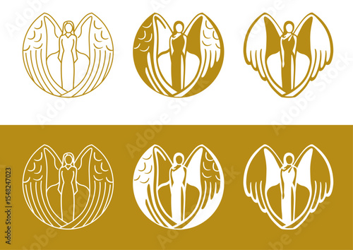 ángeles de grandes alas con cuerpo de mujer