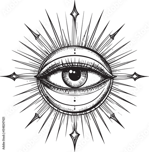 Cosmic Wisdom: Occult Eye Illustration