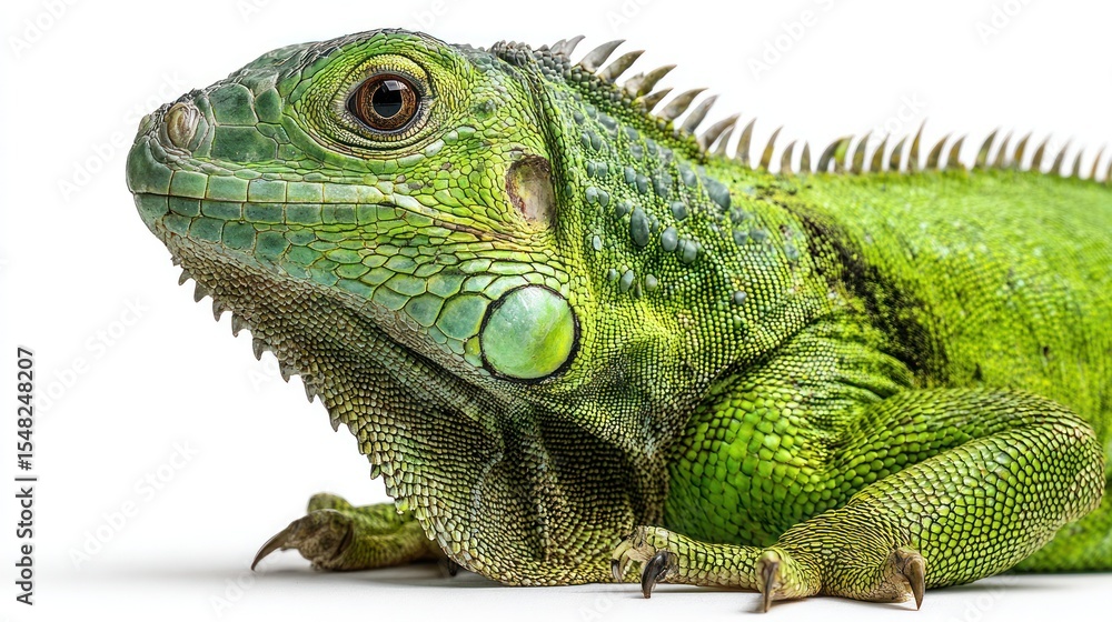 Obraz premium Close-up of a vibrant green iguana (1)