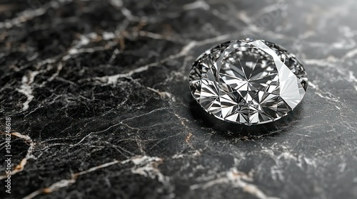 Pristine diamond on dark marble