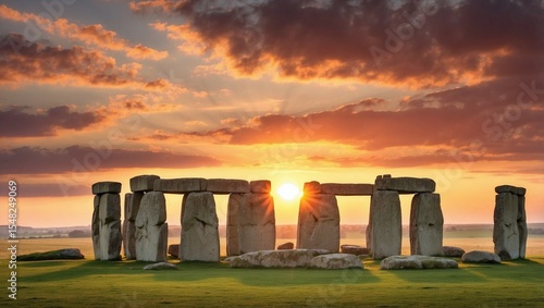 Stonehenge Glows Beneath Fiery Sunset Skies