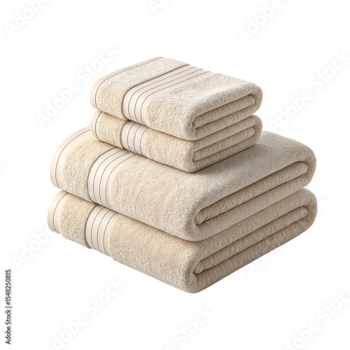 3D icon of a neatly folded towel, stacked with soft cotton texture.