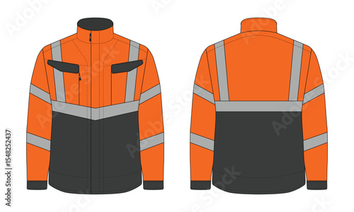 High visibility safety jacket template front and back view